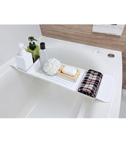 Amazon.co.jp: WGM新登場バスタブトレー 浴室用ラック70-90cm防水