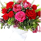 Azurosa(アズローザ) プリザーブドフラワー ギフト枯れない花 大輪 赤 バラ グラデーションオールドローズ フレンチフィリカ アジサイ ピトスフォラムラスカス ストーベ