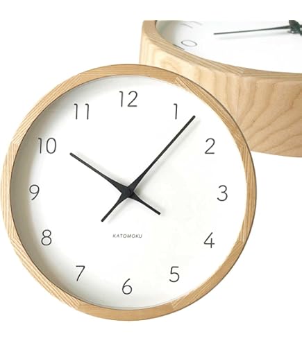 Amazon.co.jp: レムノス 掛け時計 アナログ ベイスン ライン 天然色木