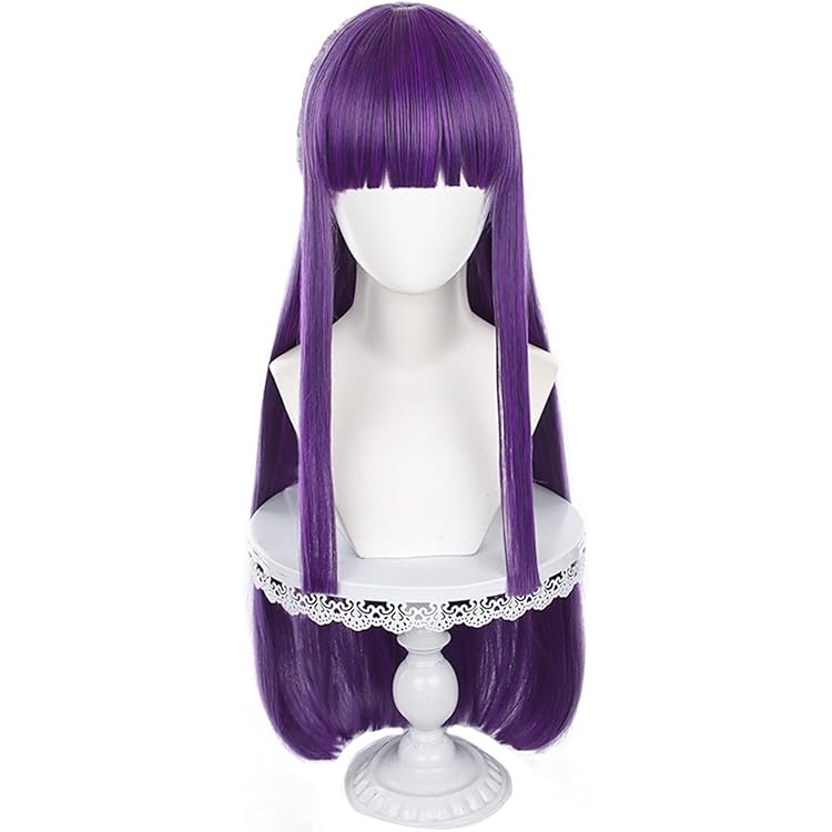 Amazon.co.jp: パープル ロング ウィッグ コスプレ 変装 耐熱ウィッグ