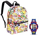 Super Mario Bros. Comics Standard Size School Backpack and Light Up Watch - Kids [並行輸入品]