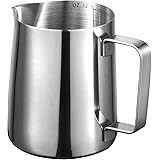 KYONANO Coffee Milk Frothing Pitchers Milk Frother Jug 12oz/350ml, Stainless Steel Milk Frother Steamer Cup Espresso Milk Jug