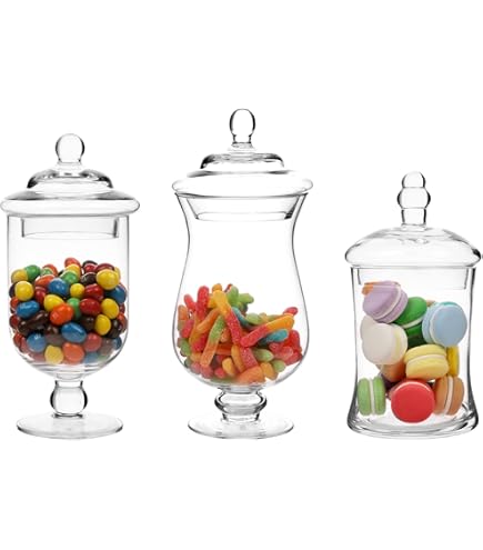 美品　ヴィンテージ　大きめ　イタリア　クリアガラス　カボチャ　アポセカリージャー Amazon｜MyGift ガラス製アポセカリージャー 3点セット蓋つき