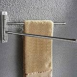 KES Bathroom Swing Arm Towel Bars 2-Arm Wall Mount Swing Out Towel Shelf, Brushed SUS304 Stainless S