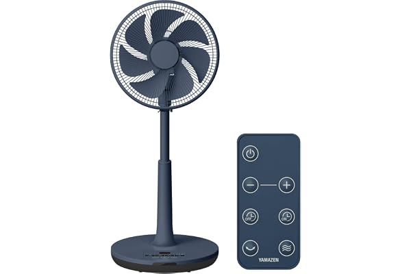 【Amazon.co.jp限定】[山善] 扇風機 リビング (日本メーカー製 DCモーター搭載) 静音 リモコン付き 左右自動首振り 風量切替12段階 入切タイマー付 ネイビー YLX-AED30(NV)