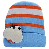 Dovewill 赤ちゃん　キッズ　カブトムシ柄　編み　ビーニー　帽子　スカーフ　2個セット　ソフト　全3色 - 青