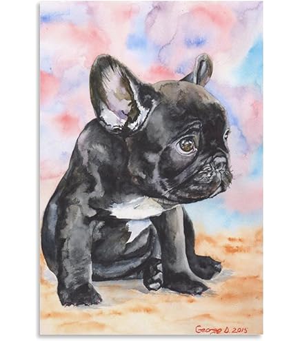 Amazon.co.jp: 水彩犬 アート ポスター フレンチ ブルドッグのポスター