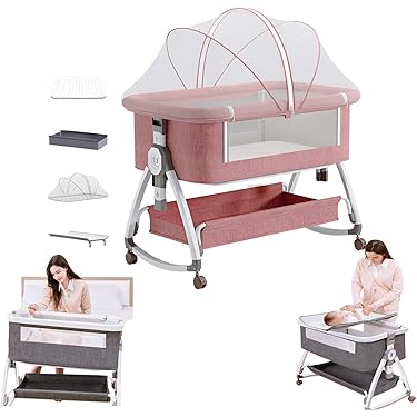 美品⭐︎ 値下げ！折りたたみ式　ベビーベッド　収納付き 付属品完備 51qWDjlqlqL._SS200_.jpg
