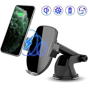車載Qi ワイヤレス充電器 車載 ホルダー 10W/7.5W 急速ワイヤレス充電器 車載スマホホルダー 360度回転 粘着式&吹き出し口2種類取り付 iPhone 11/pro/pro max/X/XR/XS/XSMAX/8/8 Plus/Galaxy S9/S8/S8 Plus/S7/S7 Edgete 8/Nexus 5/6等に適用ワイヤレス充電機種 に対応