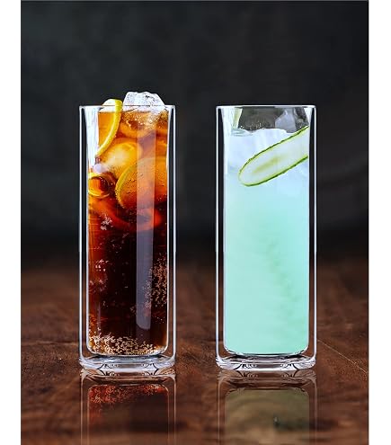 Sun's Tea Double Wall Insulated Glasses - Set Of 2, 13oz Borosilicate, Thermal Shock Resistant