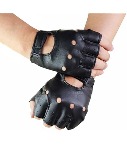 Amazon.co.jp: [CosHall] フィンガーレスグローブ 半指 レザー 指なし