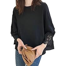 Amazon | [KumiModa] Tシャツ レディース 7分袖 刺繍 レース 花柄