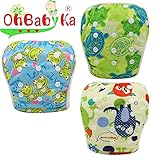 OHBABYKA赤ちゃん ベビー服 赤ちゃん 服 ベビー 水着 女の子 男の子 男児 女児 水着 再利用可能 防水 スイム布 水遊び スイムパンツ おむつ 3枚セット (YK141639)