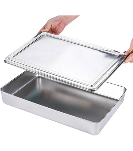 ステンレスバット（餃子バット）5枚組＋フタ1枚付/食品調理器具・トレー Amazon｜AG 18-8餃子バットセット 小 身5個フタ1枚セット