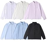 [UNIYA] スクールシャツ ブラウス 女子 スクールブラウス ワイシャツ 制服 シャツ レディース 女子制服 学生制服 コスプレ 衣装 コスチューム 学生服 (S, 長袖/角襟, ライトブルー)
