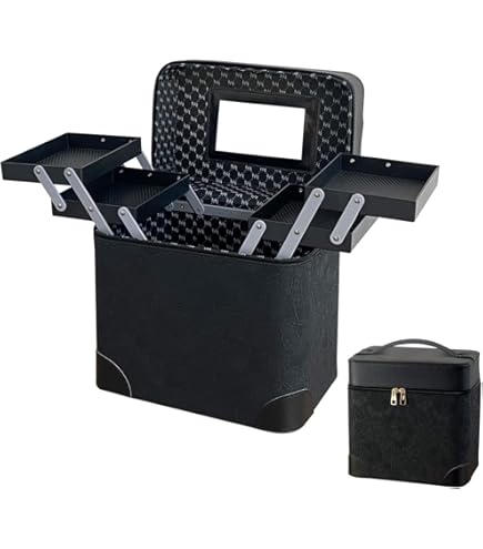 ブラック化粧品収納ボックス Amazon.co.jp: メイクボックス コスメボックス 黒色 20×16×18cm 化粧箱