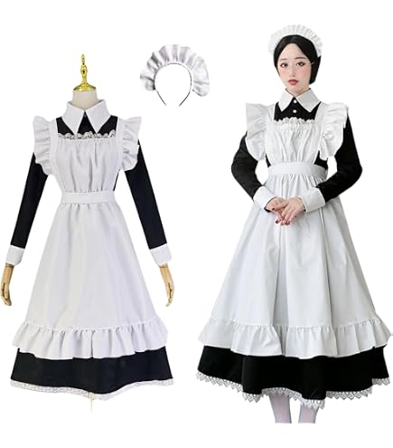 Amazon.co.jp: SCLYX ロングメイド服 長袖 クラシカル 本格 黒