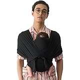 コニー抱っこ紐 Elastech (Konny) スリング 新生児から20kg 収納袋付き 国際安全認証取得 ぐっすり抱っこひも (ブラック) (XS)