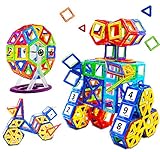 HenMerry磁石ピース マグネットブロッグ　磁気おもちゃ　子供用　DIY積み木　創造力を育てる知育玩具　（収納ケース付き） (64ピース)