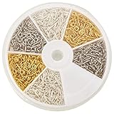 Pandahall Elite 1 Box 700PCS Golden Silver Platinum Iron Screw Eye Pin Bail Peg for Half-drilled Bea