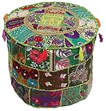 SouvNear Southwest OttomansモロッコPouf 18.5 " x14 "ハンドメイドボヘミアン足スツールin 100 %コットン生地パッチワーク – Upcycled製品 – 