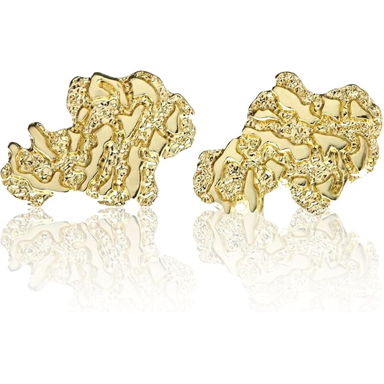 Gold Plated Men's Sterling Silver Stud Hip Hop Iced Nugget