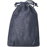 [作務衣と和専門店　職人の技ひめか] 信玄袋 メンズ 巾着 岡山 児島デニム 信玄袋 （紺無地 ｔ-500）