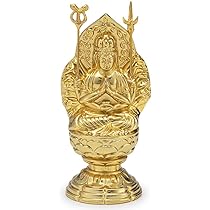 美品 掛け軸 福田素仙作 金地 守護本尊像 共箱 不動明王 千手観音 仏像