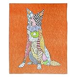 ブランケットウルトラソフトFuzzy 4サイズホーム装飾寝室ソファスローブランケットダイアノウチェ・デザインズ – Artist Marley Ungaro – ボーダーコリーオレンジ X-Large
