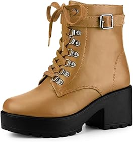 chunky heel platform combat boots