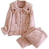 [Hedbroli] ルームウェア パジャマ マタニティ 部屋着 もこもこ 妊婦服 ふわふわ 寝間着 長袖 上下セット 授乳服 授乳口付き 産前産後 保温 厚手 あったか 秋冬