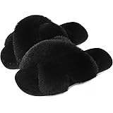 Men Women Warm Slippers Soft Plush Lightweight Black Pink White House Warm Slippers Faux Fur Non Slip Cross Band Slippers Ope