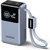 UGREEN Nexode Pro【小型/10000mAh/PD45W/USB-A×1&USB-C×2/充電コード付き】モバイルバッテリー PB727 | 軽量/大容量/高出力/ストラップ型充電ケーブル/便利/リアルタイム表示/Xiaomi 55W急