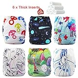 iZiv新生児6厚いおむつ付きオーガニック幼児防水/調整/再利用可能/洗えるポケット布おむつのフィット赤ちゃん0.5-3歳（カラー 1）