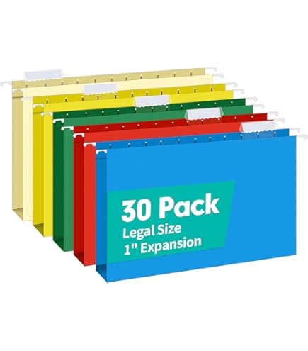 Extra Capacity Hanging File Folders 12-Pack - 2 Inch Expansion For Heavy Files File Folders Letter Size