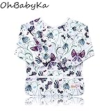 OHBABYKAお食事エプロン 赤ちゃん 防水 乳幼児 ベビー 子供 長袖タイプ 粘土遊び お絵かき 女の子 男の子 スタイ よだれかけ ビブ よだれカバー スモック (ZY19)