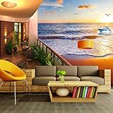 bzdhwwh sea-view部屋3d風景壁画3d壁紙リビングルームテレビ背景寝室壁絵画3次元3dウォールペーパー 6989548230619