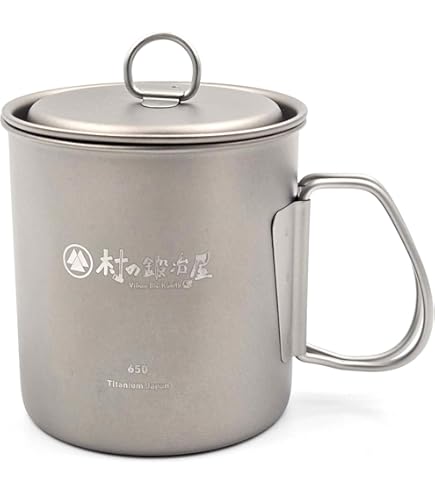 Amazon.co.jp: PTYGRACE チタン ヌードルマグカップ 650ml 目盛付 蓋付