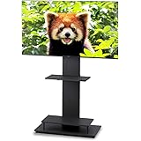 【43-65型推奨】 アイリスオーヤマ テレビスタンド 液晶TVスタンド 耐震設計(震度7) 棚板2枚 39段階調節 ブラック 幅75×奥行39.1×高さ139.5㎝ UTS-W75