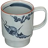 波佐見焼 マグカップ マグ 手描き 鶴亀絵柄 縁起 | 陶器 大きい コーヒー 還暦祝い 高級 箱付き