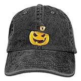大人 デニム キャップハッピーハロウィン パンプキン かぼちゃ 今季最新 旅行 キャップ 大人気 紫外線対策 日よけ 小顔効果 プリント付き 無地 ブラック