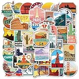 旅行都市ステッカー セット50枚 ラベル 防水ステッカー 旅行都市シール 世界旅行 ブランドステッカー落書き ステッカーDIYスーツケース スノーボード スーツケース ギター 車 バイク ヘルメット パソコン 携帯ノート手帳 文房具ステッカー