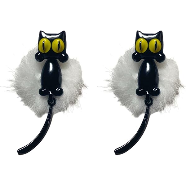 リゾートでゴーグルゆらゆら黒猫ピアス ゆら猫ピアス(E) | nenekoya