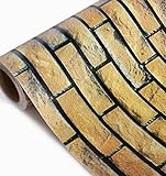 壁紙 シール 簡単 貼り付け レンガ 模様 防水 タイプ リフォーム リノベーション アンティーク ブラウン 45cm × 10m