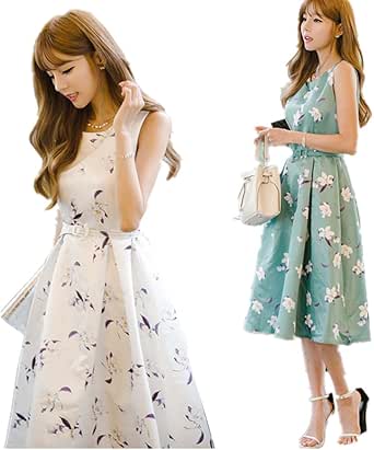 Amazon Co Jp 上品 レディース 花柄 袖なし ワンピース マキシワンピース エレガント 服 ファッション小物