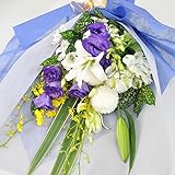 ほんまもん屋 ユリ 入り お供 花束 (白＋ブルー系)