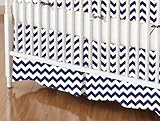SheetWorld - MINI Crib Skirt (24 x 39) - Royal Blue Chevron Zigzag - Made In USA by sheetworld