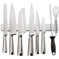 Senbowe 【最新の改良】 ナイフラック 包丁置き マグネット 18-8ステンレス製 ナイフストリップ ナイフホルダー 壁掛け 粘着式 キッチン包丁収納 組立必要ない（40cm）