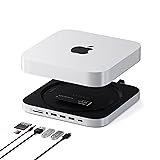 SATECHI Mac Mini ドッキングステーション ハブ & スタンド NVME/SATA M.2用SSDエンクロージャー USB C 10Gbps USB A 3ポート 5/10Gbps高速データ転送 2.0オーディオジャック搭載 Mac Studio Mac Mini M2/M1 対応 (M4非対応) (シルバー)