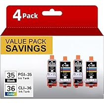 PGI-35 CLI-36 Ink Cartridge Replacement For Canon Printers - 15 Pack (10 Black, 5 Color) For Pixma Models